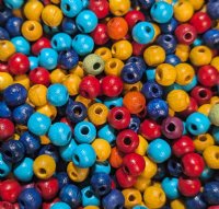 100 5mm Mixed Multi Bright Round Wood Beads 